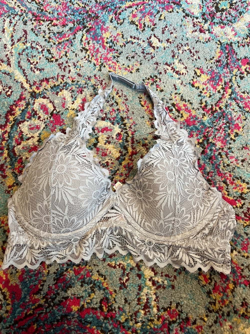 Lace Floral Push-Up Bralette - Cream